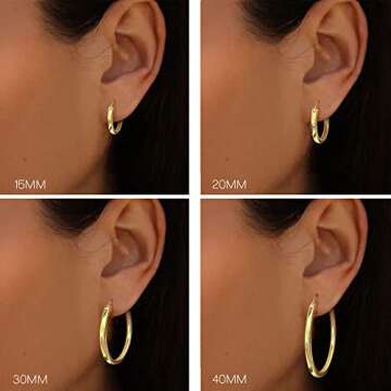 Hayoso 18K Gold Plated Hoop Earrings - 925 Sterling Silver Hoop Earrings Womens Hypoallergenic Hoops | Square Tube Hoop Earrings for Women 15mm/20mm/30mm/40mm (Gold 30mm)