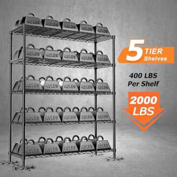 Heavy Duty 5-Tier Storage Shelves | 2000 lbs Capacity