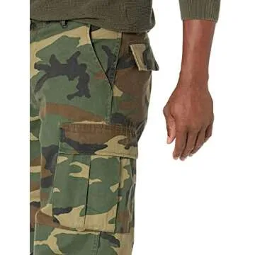 BACKBONE Mens Military Army Style Camouflage Cargo Pants for Fishing Hunting Gaming Camping (30, Woodland Camo)