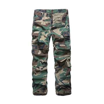 BACKBONE Mens Military Army Style Camouflage Cargo Pants for Fishing Hunting Gaming Camping (30, Woodland Camo)