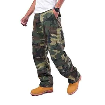 BACKBONE Mens Military Army Style Camouflage Cargo Pants for Fishing Hunting Gaming Camping (30, Woodland Camo)