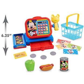 Disney Junior Mickey Mouse Realistic Sounds Toy Cash Register with Pretend Play Money, 14-pieces, Ki...