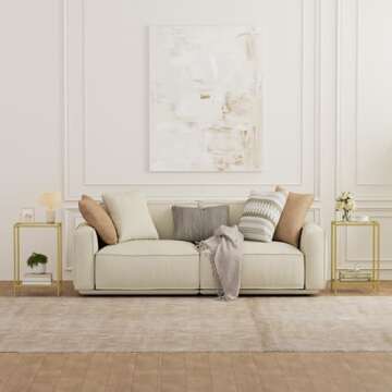 HOMSHO Set of 2 Modern Side Tables with Tempered Glass