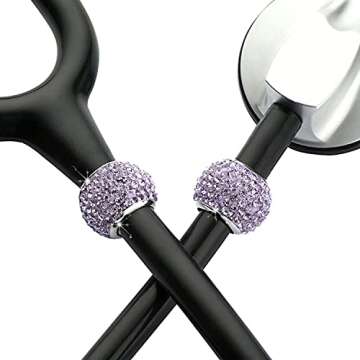 4pcs Bling Crystal Stethoscope Charms, Charmed Crystal Stethoscope Charms, Round Stethoscope Id Name...