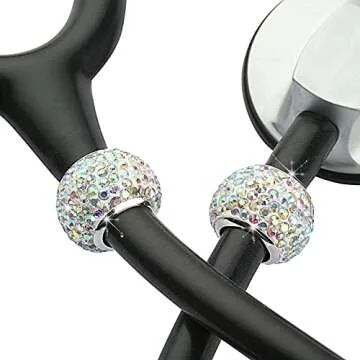 4pcs Bling Crystal Stethoscope Charms, Charmed Crystal Stethoscope Charms, Round Stethoscope Id Name Tags for Nurse Accessory, Nurse RT Vet, Violet Kiss Crystal.