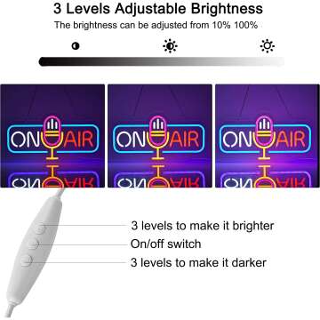 Dimmable Live On Air Neon Sign for Wall Decor