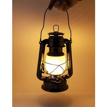 YAKii LED Vintage Flame Lantern Metal Outdoor Hanging Lantern with Dancing Flame Battery Operated Halloween Outdoor Indoor Decoration(Black Pack of 2)