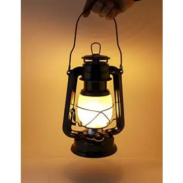 YAKii LED Vintage Flame Lantern Metal Outdoor Hanging Lantern with Dancing Flame Battery Operated Halloween Outdoor Indoor Decoration(Black Pack of 2)