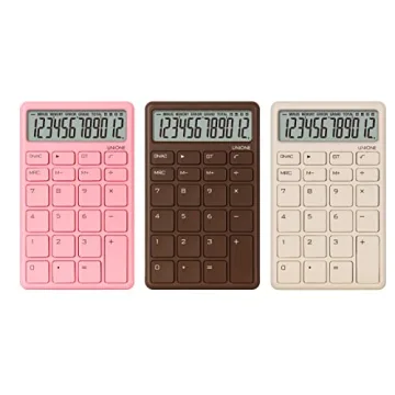 UNIQUE Beige Calculator Bright LCD Dual Power Office School