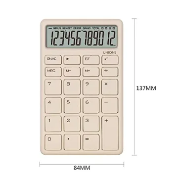 UNIQUE Beige Calculator Bright LCD Dual Power Office School