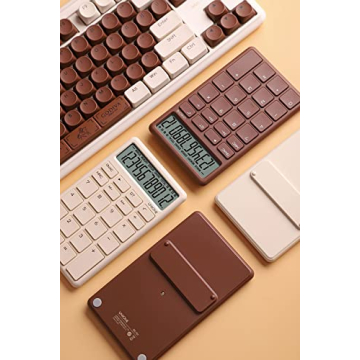 UNIQUE Beige Calculator Bright LCD Dual Power Office School