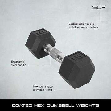 CAP Barbell Coated Hex Dumbbell Weights, Single
