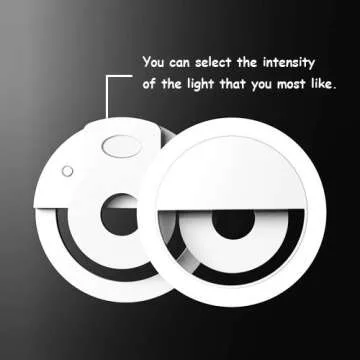 Auxiwa Clip on Selfie Ring Light [Rechargeable Battery] with 36 LED For Smart Phone Camera Round Shape, White      