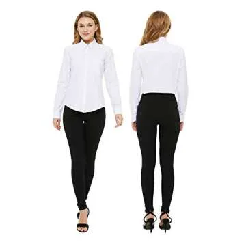 MGWDT Button Down Shirt Women Long Sleeve Blouse Oxford Shirt Classic-Fit Cotton Tops Wrinkle Resistant Medium White