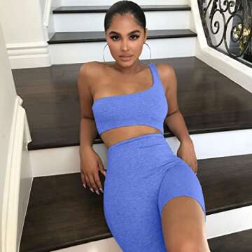 OYS Women's Seamless Gym Workout Set - Blue 2-Piece Outfit