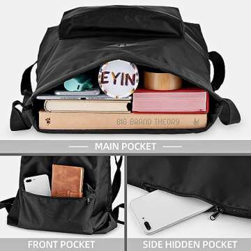 Vorspack Drawstring Backpack Water Resistant String Bag Cinch Bag Sports Gym Sack with Side Pocket for Men Women - Black