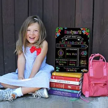 Reusable Double-Sided First Day of School Chalkboard Sign