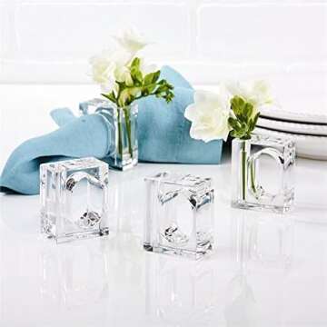 Deco-Mate Acrylic Napkin Rings Bud Vase Flower Holder – Clear - Table Décor, 2-in 1 (Bulk Set) Wholesale (4)