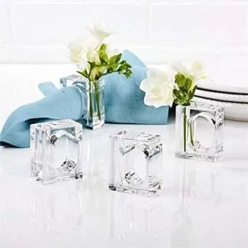 Deco-Mate Acrylic Napkin Rings Bud Vase Flower Holder – Clear - Table Décor, 2-in 1 (Bulk Set) Wholesale (4)