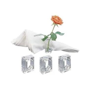 Deco-Mate Acrylic Napkin Rings Bud Vase Flower Holder – Clear - Table Décor, 2-in 1 (Bulk Set) Wholesale (4)