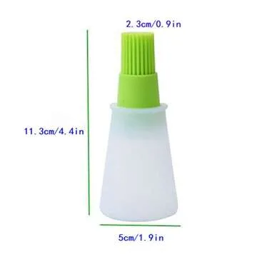 AKOAK BBQ/Pastry Basting Brushes,Silicone Cooking Grill Barbecue Baking Pastry Oil/Honey/Sauce Bottle Brush,Set of 2,Green and Orange