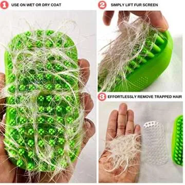 Tank and Sherman Dog Shampoo Rubber Brush – Easy to Clean Dog Bath Brush With Fur Catching Screen – Soft 4 Point bristle Cat and Dog Brush – Enjoy Dog Bathing and Dog grooming once again