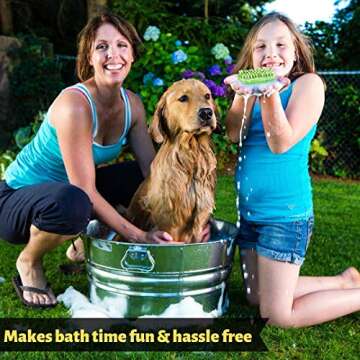 Tank and Sherman Dog Shampoo Rubber Brush – Easy to Clean Dog Bath Brush With Fur Catching Screen – Soft 4 Point bristle Cat and Dog Brush – Enjoy Dog Bathing and Dog grooming once again