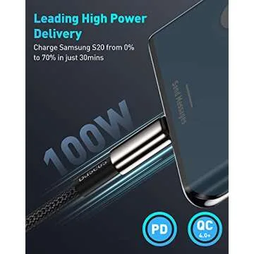 Baseus USB C Cable, 100W PD 5A QC 4.0 Fast Charging USBC to USBC Cable, Zinc Alloy Nylon Braided USB...