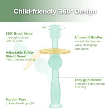 Haakaa 360° Baby Toothbrush with Suction Base - Safe & Fun
