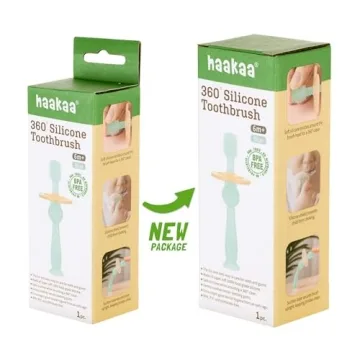 Haakaa 360° Baby Toothbrush with Suction Base - Safe & Fun