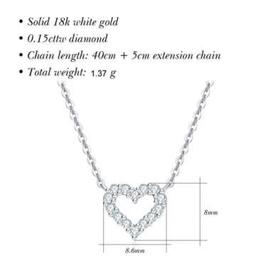 18K Diamond Heart Necklace - Perfect Gift for Women