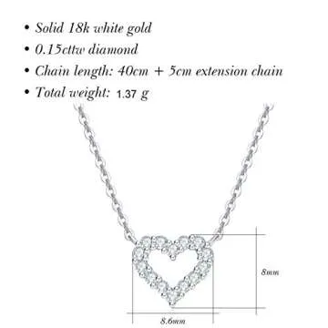 18K Diamond Heart Necklace - Perfect Gift for Women
