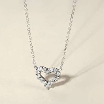 18K Diamond Heart Necklace - Perfect Gift for Women