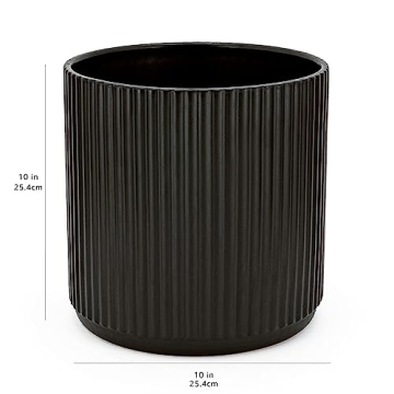 Amazon Basics Fluted Ceramic Round Planter - 10 Inch Elegance