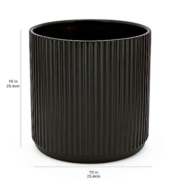 Amazon Basics Fluted Ceramic Round Planter - 10 Inch Elegance