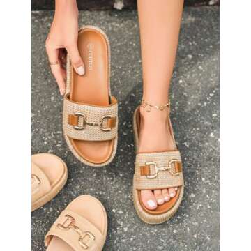 Coutgo Womens Raffia Sandals for Beach and More