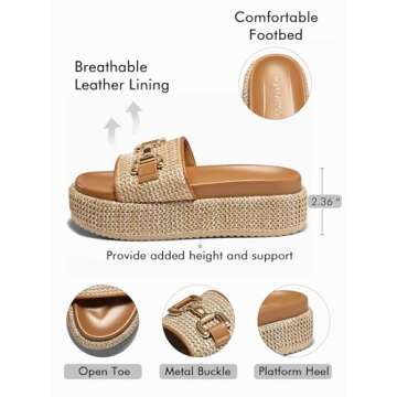 Coutgo Womens Raffia Sandals for Beach and More