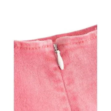 BEAUDRM Women's Backless Denim Cami Crop Top Sleeveless Sweetheart Neck Asymmetrical Hem Jean Camisole Pink Small