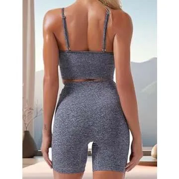 HANERDUN Yoga 2 Piece Set High Waist Leggings and Bra