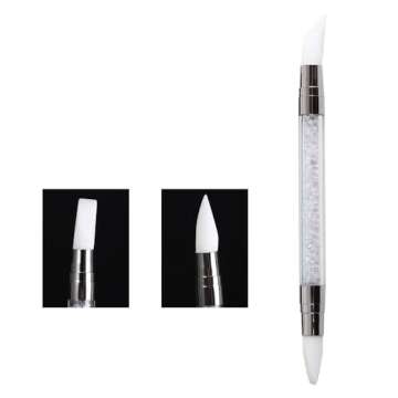 Generic Nail Art Sculpture Pen, Dual Tipped Nail Art Pen Brushes, Silicone Head Acrylic Handle Nail Art Brushes for DIY Manicure Tools(transparent)