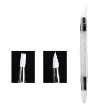 Generic Nail Art Sculpture Pen, Dual Tipped Nail Art Pen Brushes, Silicone Head Acrylic Handle Nail Art Brushes for DIY Manicure Tools(transparent)
