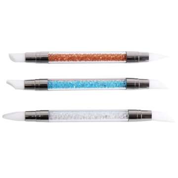 Generic Nail Art Sculpture Pen, Dual Tipped Nail Art Pen Brushes, Silicone Head Acrylic Handle Nail Art Brushes for DIY Manicure Tools(transparent)