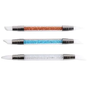 Generic Nail Art Sculpture Pen, Dual Tipped Nail Art Pen Brushes, Silicone Head Acrylic Handle Nail Art Brushes for DIY Manicure Tools(transparent)