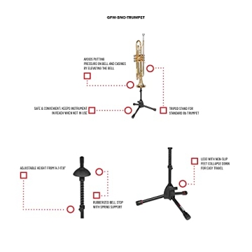Gator Frameworks Tripod Stand for Trombones - Adjustable & Safe