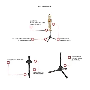 Gator Frameworks Tripod Stand for Trombones - Adjustable & Safe