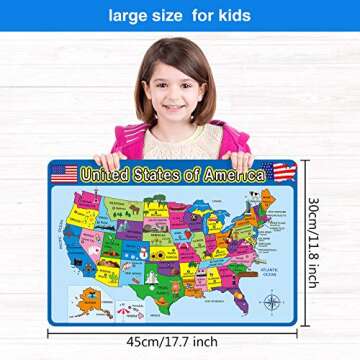 Patelai 4 Pcs Educational Preschool Placemat for Toddler and Kid, Non Slip Washable Reusable Learning Placemat for Nursery Homeschool Kindergarten Classroom Supplies(Map, Human Body, Solar System)