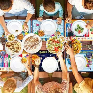 Patelai 4 Pcs Educational Preschool Placemat for Toddler and Kid, Non Slip Washable Reusable Learning Placemat for Nursery Homeschool Kindergarten Classroom Supplies(Map, Human Body, Solar System)