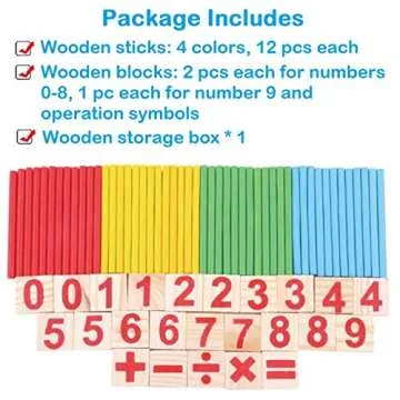KUTOI Counting Number Blocks and Sticks | Montessori Toys for Kids Learning| Homeschool Supplies for Math manipulatives | Toddlers Educational Wooden rods with Storage Tray
