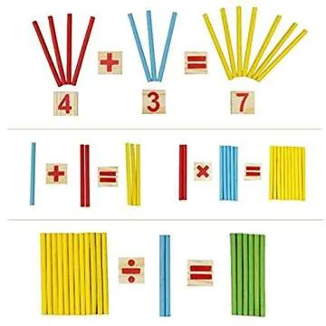 KUTOI Counting Number Blocks and Sticks | Montessori Toys for Kids Learning| Homeschool Supplies for Math manipulatives | Toddlers Educational Wooden rods with Storage Tray