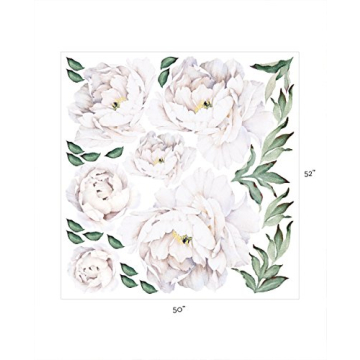 Reusable White Peony Flowers Wall Sticker High Quality